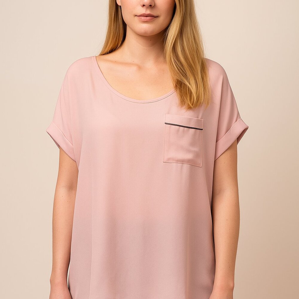 Maurices solid zipper pocket blouse Blush, Size XL